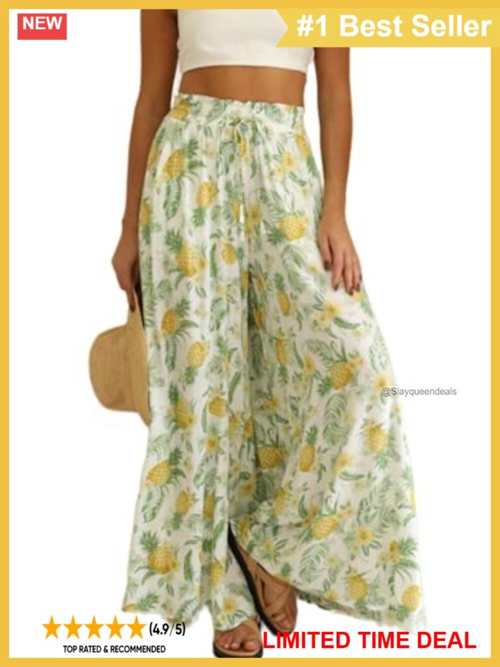 High Waist Wide Leg Palazzo Pants Flowy Beach Vacation Summer